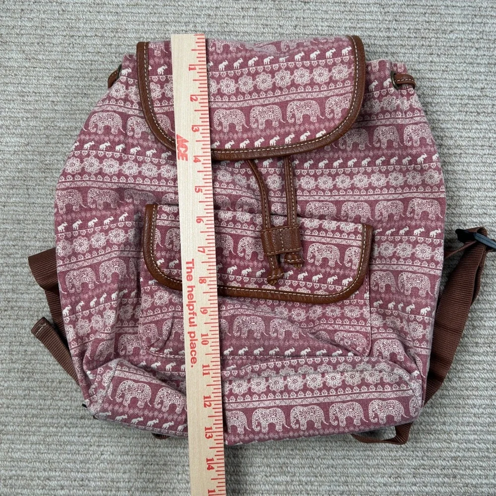 Elephant Print Backpack Purse Small/Medium Pink Boho‎ Festival Hippie